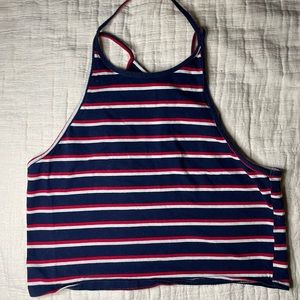 Straight spaghetti wraparound neck crop shirt